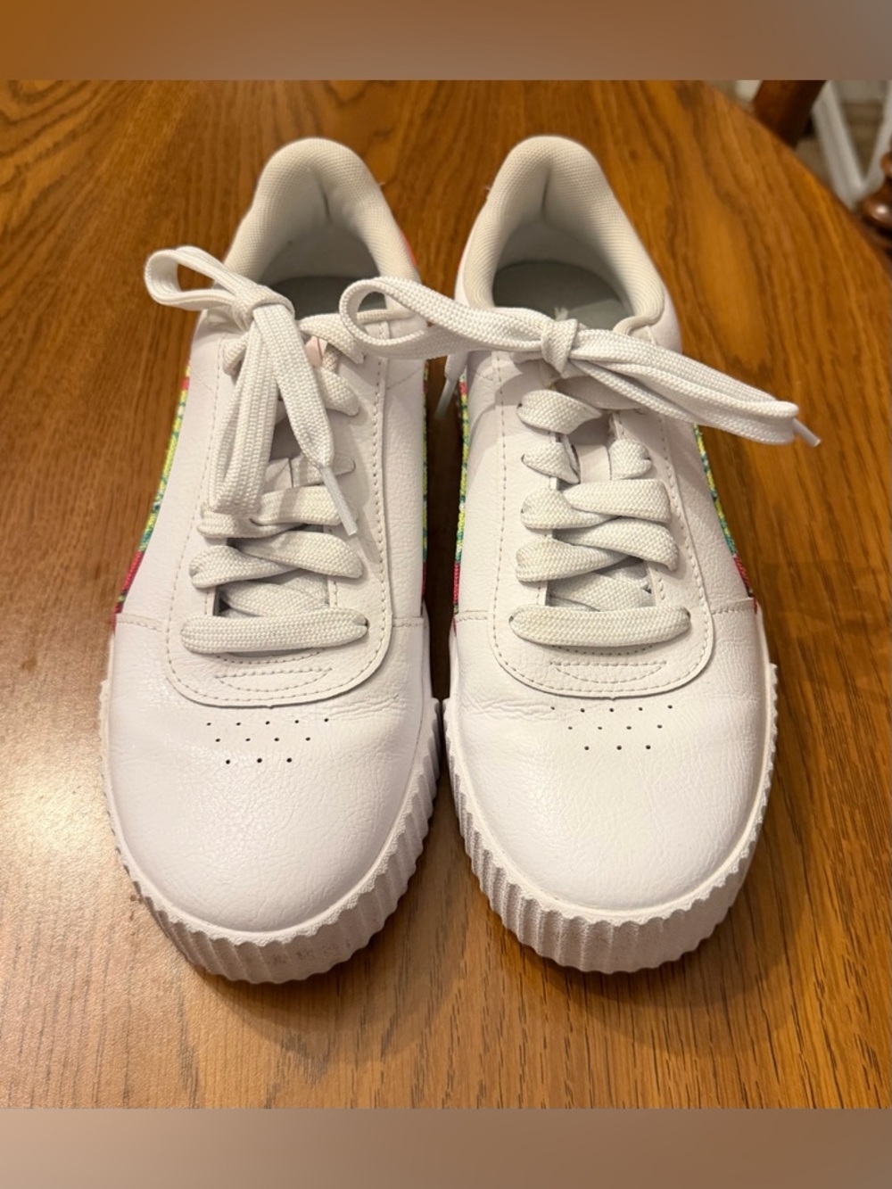 Puma White Sneakers with Multicolor Stripe